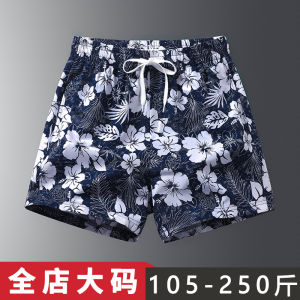 Plus-Size Beach Pants Mens Trendy Loose Swimming Trunks Seaside Vacation Floral Shorts Plus Size Mens Clothing plus Size Shorts