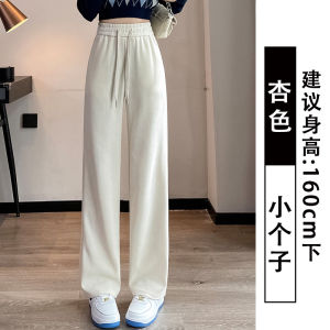 High Waist Straight Leg Pants Womens Autumn Winter Thickened Fleece Wide Leg Pants Narrow Version Drapey Feel Commute Style