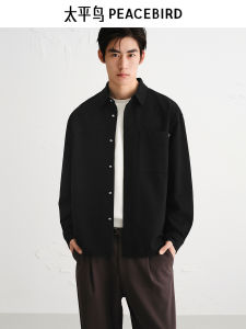 Casual Mens Shirt PEACEBIRD Autumn 2025 Pocket Texture Workwear Long Sleeve Breathable Polyester Fiber Youth Popular Style