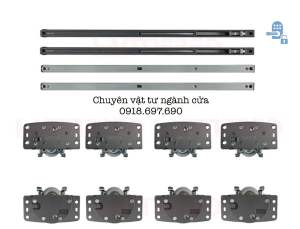Bộ phụ kiện tủ lùa 2 cánh có giảm chấn 641