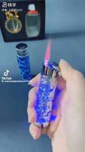 HỘP QUẸT BẬT LỬA KHÒ KHẮC RỒNG NỔI KÈM ĐEN LED ĐẸP MẶT ĐỘC LẠ SG