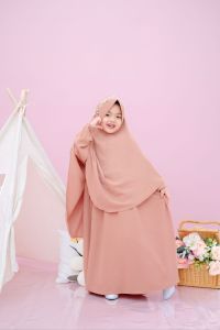 Gamis set syari bilqis by Zahra warna coksu/Gamis Premium anak perempuan set usia 4 sampe 11 tahun