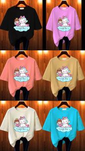 BAJU KAOS WANITA OVERSIZE LENGAN PENDEK PRINTING DTF KUCING T SHIRT COTTON COMBED KAOS POLOS COD