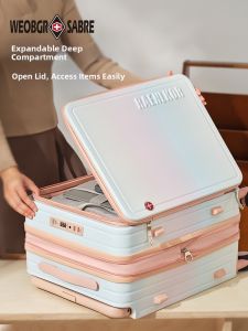 Expandable Womens Travel Luggage with Large Deep Storage and Side Opening 20 inch