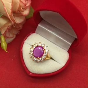 แหวนทอง พลอยลิลลี่ล้อมเพชร ชุบทอง ทองหุ้ม งานสวย ใส่ได้ทุกโอกาส ใส่ออกงานได้ รูปถ่ายจากสินค้าจริง พร้อมส่ง