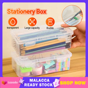 Large Capacity Pencil Case Multi-function Transparent Waterproof Pen Box Stationery Box Desktop Storage With Buckled