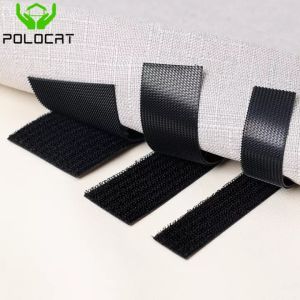 Polocat 2Pcs/Pair Cuttable Black Nylon Tape Self-adhesive Seamless Velcro/Sofa Floor Mat Strong Fixer/DIY Sewing Supplies
