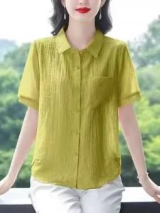 QIAOXIZI | Casual Loose Short Sleeve Shirt Cotton Linen Fashionable Womens Clothing