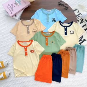 Bộ Ngắn Tay Trẻ Em Hiệu Minky Mom Chất Vải Thun Lạnh Mềm Mát Cho Bé 0-7 Tuổi Tương Đương 8-27kg -TN-TR29