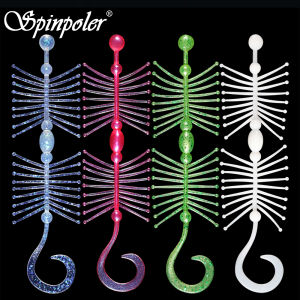 Spinpoler TPR Soft Worm Skirted Bait Jigs Shrimp Scent 13cm Fishing Lure Creature For Bass Perch Trout Pike Bait Fishing Tackle