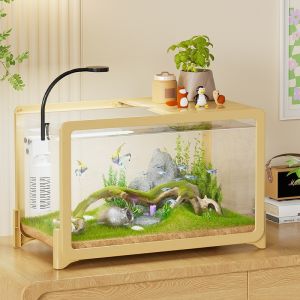 FEIZHUXIANSEN | Creative Small Tank for Turtles and Fish with Scenic Design