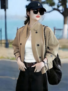 Fashionable Short Style Windbreaker Coat for Petite Women Autumn and Spring Wear
