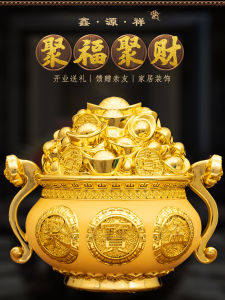 Chinese Style Resin Wealth Attracting Money Box Display Piece Decorative Ornament for Shop Opening Gifts Living Room Decoration