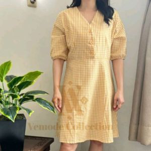 [VEMODE] #LD1 DRESS CASUAL IMPORT MOTIF KOTAK BIEVA