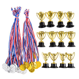 10Pcs Plastic Gold Winner Award Medals Trophy Kids Birthday Party Favors Football Party Sports Game Prize Toys Pinata Filler