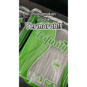 Trifinity Pisau Plastik kue brownies buah Panjang Bening / Hitam Murah Per Pack SBY