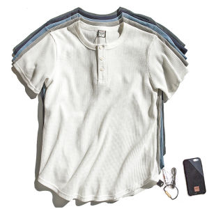 Áo Thun Nam Cổ Tròn Tay Ngắn Mùa Xuân Hè Chất Liệu Vải Cotton Pha Polyester Thường Ngày Phong Cách Henry Dành Cho Thanh Thiếu Niên
