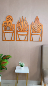 Pajangan Dinding Minimalis Rumah Hiasan Dinding Kayu Motif Kaktus