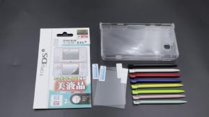 1Set Transparent Hard Crystal Protective Case+ Top Bottom Screen Film +Stylus Pen For NDSi Game Console Shell