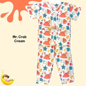 Dimari Setelan Piyama Anak Laki-Laki dan Perempuan Usia 1-12 Tahun Model V-neck/ Tanpa Kerah Motif Crab