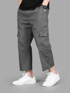 New Autumn Mens Workwear Pants Casual Loose Fit Eighteen-Length Nine-Piece Trendy High Waist Straight Leg Cotton Youthful