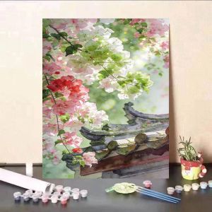 KAYOU | Acrylic Paint By Numbers Ancient-style architecture Painting By Numbers on Canvas Coloring By Number for Adults Paint Digital Ar
