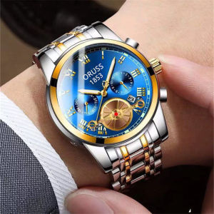 Swiss Brand High Quality ORUSS Mens Watch Fashion Business Original Quartz Watches Solid Stainless Steel Waterproof Luminous Date Display