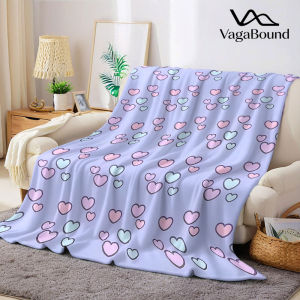 Pastel Purple Heart Tile Flannel Blanket Warm Soft Halloween Christmas Decorative Couch Warm Cozy All-Season Gift