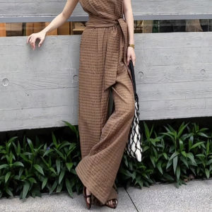 Fashionable High Waist Wide Leg Jumpsuit Long Pants Draping Elegant Style Summer New Arrival Womens Clothing Korean Style