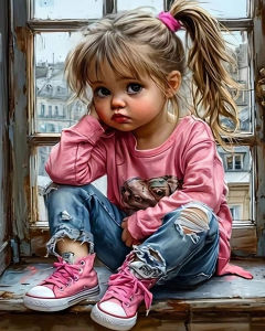 Acrylic Paint By Numbers Cute Kid Portrait Painting By Numbers on Canvas Coloring By Number for Adults Paint Digital Art