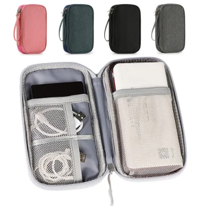 🇹🇭❤️ส่งจากไทย❤️ กระเป๋าจัดระเบียบแบบพกพา กระเป๋าเก็บผลิตภัณฑ์ดิจิทัลแบบพกพาสำหรับการเดินทางสีชมพู/สีเทา/ดำ/น้ำเงิน1ชิ้นกระเป๋าเก็บข้อมูล USB หูฟังที่เก็บสายกล่องใส่กระเป๋าขุมทรัพย์