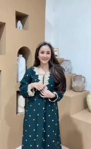 Daster Gamis Long Dress Longdress Arab Renda Lengan Panjang Murah Busui Menyusui Bumil Resleting