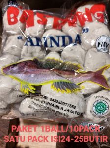 (1paket isi 10pack/1ball kemasan vakum Basreng adinda pack isi 25butir