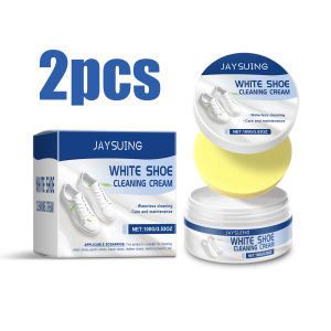 简素净 | 100G White Shoe Cleaning Paste Stain Dirt Remover Gentle No Wash Sneaker Care Cream With Sponge Applicator Leather Canvas Mesh