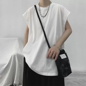 Retro Washed Heavyweight Mens T-Shirt Summer Thin Loose Fit Sleeveless Vintage Style Breathable round Neck Short Sleeve Tee