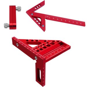 FNICEL | 3pcs Set of Woodworking Tools Aluminum Alloy Woodworking Triangle Ruler Multifunctional Angle Locator45 Degree Square Ruler