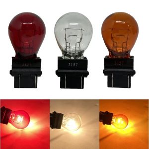 2pcs T25/3157 3156 Halogen Bulbs 12V 27W Triple Color Amber/White/Red for Long-Lasting Turn Signal Lights Shock-Resistant