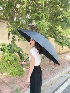 24 Bone Long Handled Umbrella For Men Large Size Automatically Reinforced Sturdy Wind Resistant Straight Pole Umbrella