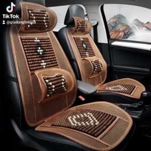 Lưới Lót Ghế Tựa Lưng Đan Hạt Gỗ Hoa văn Cao Cấp Trên Xe Ô Tô