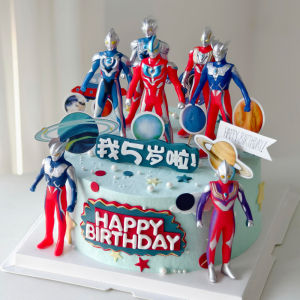 Superman Birthday Cake Decoration Set for Boys Red Blue Superhero Warrior Childrens Cake Accessories Festive Party Supplies