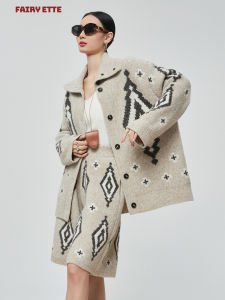 XIAODADEHUA | Vintage Embroidered Casual Thick Knit Cardigan Shorts Set