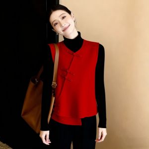 xocoboho | Early Summer Vintage Chic New Chinese Style Red Mandarin Jacket