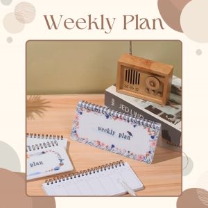 Weekly Plan แผนประจำสัปดาห์ เพื่อการจัดการเวลา วางแผนกิจกรรม และติดตามความคืบหน้า จำนวนเท่ากับ 100หน้า หนึ่งในที่นี่ 8.6x9.8cm คุณภาพสีเข้าห่วงกระดูกงู