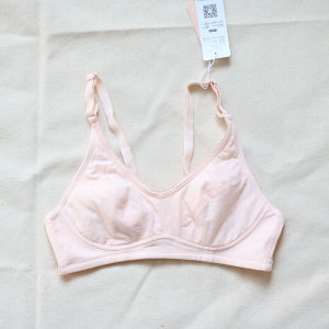 Comfortable Cotton Brassiere No Underwire Sponge Pads Prevent Spillout
