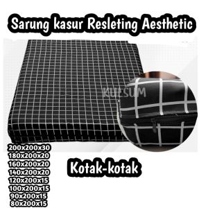 sarung kasur resleting Aesthetic 180x200 tinggi 20 cm bahan katun disperse premium / sarung busa resleting 180x200