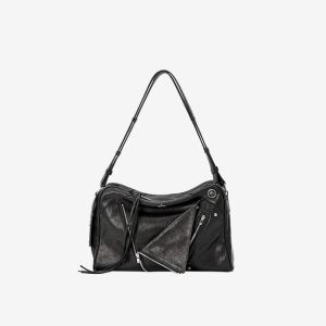 New Commute Large Capacity Veg-Tan Top Grain Leather Bowling Single Shoulder Bag