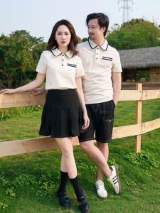 ชุดคู่ฤดูร้อน 2025 ชุดเสื้อยืดแขนสั้นแฟชั่นใหม่ ชุดเดรสสองชิ้นสำหรับผู้หญิง ชุดเสื้อโปโลกระโปรงสั้น ชุดลำลอง