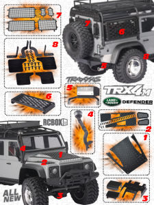 TRAXXAS 1/18 TRX4M Land Rover Defender Remote Control Climbing Car Metal Decoration Eight-Piece Set Simulation Toys for Boys And Girls