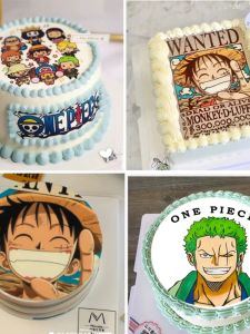 Comic One Piece Birthday Cake Glutinous Rice Paper Luffy 5-Speed Suolong Wanted Warrant Wafer Paper Baking Decoration Print
