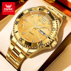 นาฬิกา OPK สำหรับผู้ชายของแท้กันน้ำหรูหราลำลองนาฬิกาสำหรับผู้ชายแสตนเลสเหล็กแร่ควอทซพร้อมกล่องนาฬิกาผู้ชาย